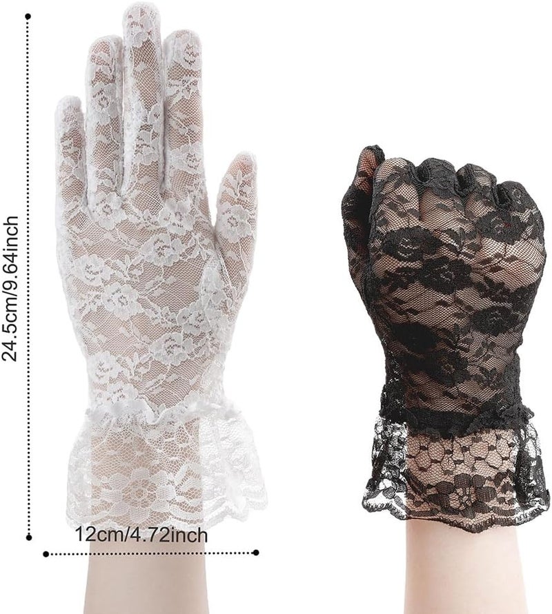 anpiwshjo Lace Gloves for Wedding Tea Party, Evening Gloves for Women - Image 2